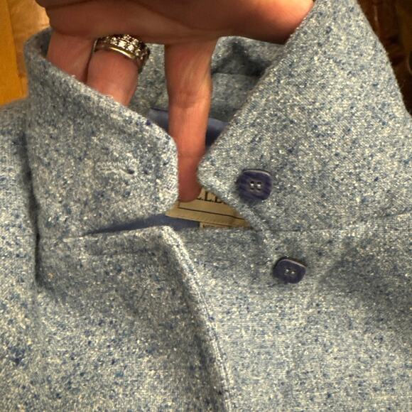 Vintage L.L. Bean Women's Blue Tweed Blazer with 2 way collar size medium - Picture 10 of 14
